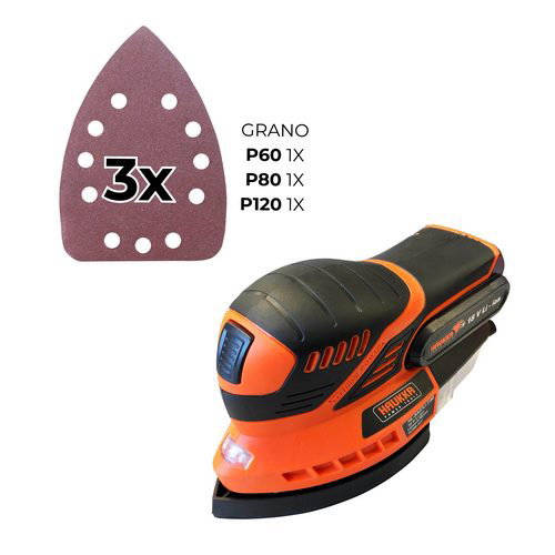 Haukka Ponceuse Mouse 18V Li-Ion 2.0Ah avec 3 abrasifs 140x100