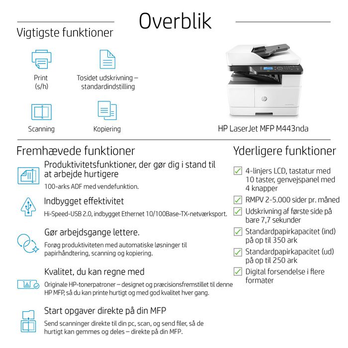 HP LaserJet M443nda Imprimante multifonction A3