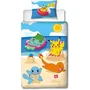 Pokemon Parure de lit Pikachu et ses amis à la plage en microfibre - 1 housse de couette 140 x 200 cm + 1 taie d'oreiller 63 x 63 cm