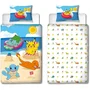 Pokemon Parure de lit Pikachu et ses amis à la plage en microfibre - 1 housse de couette 140 x 200 cm + 1 taie d'oreiller 63 x 63 cm