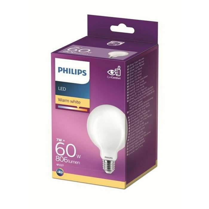 Philips Ampoule LED Équivalente 60W E27 Blanc Chaud Philips Ampoule LED Équivalente 60W E27 Blanc Chaud