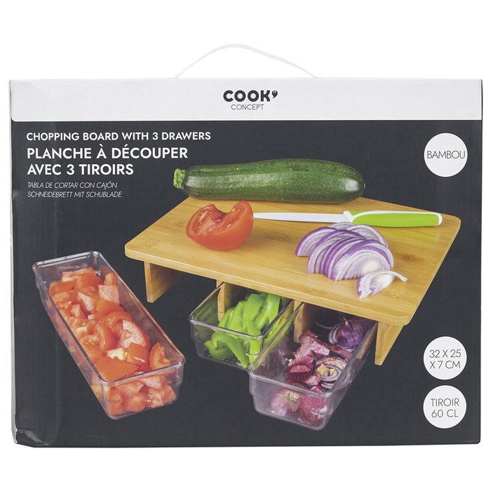 Cook Concept Planche à découper avec 3 tiroirs Cook Concept Planche à découper avec 3 tiroirs