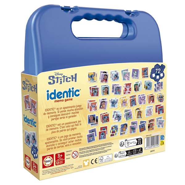 Educa - Juego identic stitch 72 piezas - Jeu de cartes éducatif Stitch - 72 pièces - À partir de 3 ans - Version multilingue (espagnol, français, anglais, portugais)