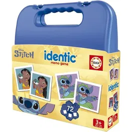 Educa Identic Stitch Jeu de mémoire 72 cartes, Développe mémoire et attention des 3 ans, Jeu éducatif pour enfants