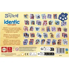 Educa Identic Stitch Jeu de mémoire 72 cartes, Développe mémoire et attention des 3 ans, Jeu éducatif pour enfants