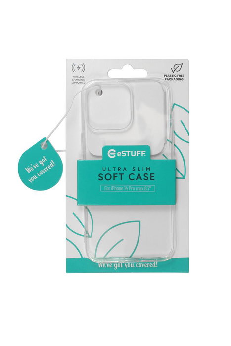 eSTUFF Coque de protection TPU transparente souple pour iPhone 14 Pro Max - Protection complète, compatible QI, mince et légère, accès facile aux ports