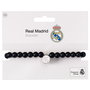 THE CARAT SHOP - Bracelet Officiel Real Madrid extensible avec perles noires mate et médaillon logo club - Pour homme et femme