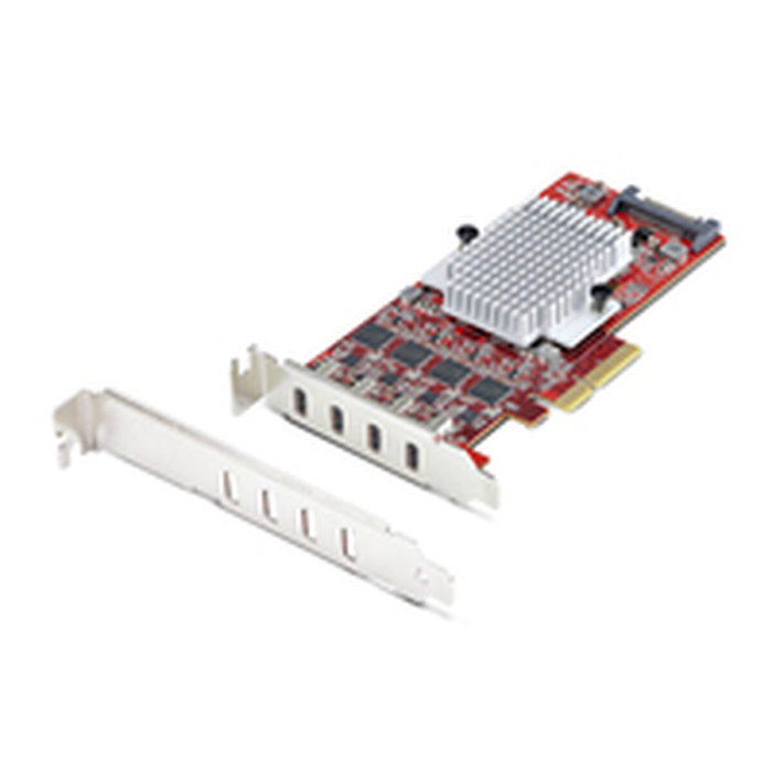 Startech Carte PCI P10Q4C-USB-CARD-LP rouge avec connexions SATA et PCIe Startech Carte PCI P10Q4C-USB-CARD-LP rouge avec connexions SATA et PCIe