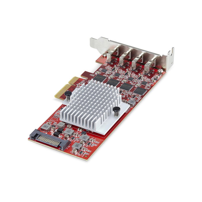 Startech Carte PCI P10Q4C-USB-CARD-LP rouge avec connexions SATA et PCIe Startech Carte PCI P10Q4C-USB-CARD-LP rouge avec connexions SATA et PCIe