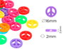 Innspiro Perles en plastique symbole de la paix 16mm x 3,5mm (30 pièces)
