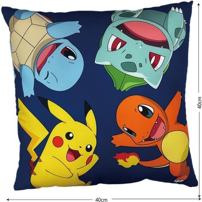 Pokémon Coussin Double Face Poké-Ball et Starter Microfibre 40 x 40 cm