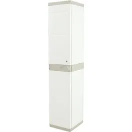 Plastiken Armoire Haut de Garde-robe PLASTIKEN - 1 Porte, 180 x 35 cm - Plastique Blanc - Avec Penderie et 2 Étagères
