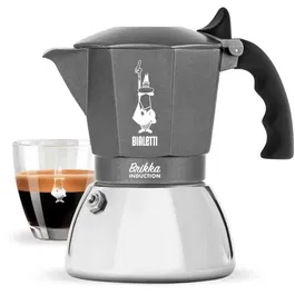 Bialetti Brikka Cafetière Italienne 4 Tasses Induction et Tous Feux, Aluminium Gris