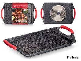 Kinvara Plateau de cuisson en aluminium moulé 34 x 26 cm, compatible induction, noir/blanc/rouge (Set de 6)