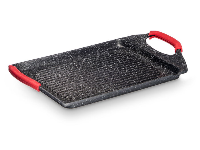 Kinvara Plateau de cuisson en aluminium moulé 34 x 26 cm, compatible induction, noir/blanc/rouge (Set de 6)