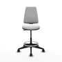 Tabouret Taburete Elche Contact permament de base Tissu Blanc Base pyramidale noire Sans accoudoirs Sans appui-tête Roulettes 65mm nylon