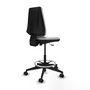 Tabouret Taburete Elche Contact permament de base Tissu Blanc Base pyramidale noire Sans accoudoirs Sans appui-tête Roulettes 65mm nylon
