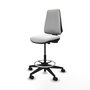 Tabouret Taburete Elche Contact permament de base Tissu Blanc Base pyramidale noire Sans accoudoirs Sans appui-tête Roulettes 65mm nylon