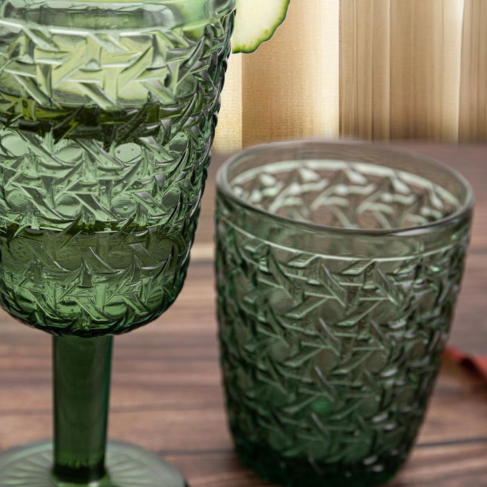 Bidasoa Verre Agata 28,5 cL (6 Unités) - Vert avec Relief, Écologique et Durable