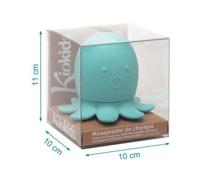 KioKids Cepillo Masajeador De Champú Bebé - Cepillo Masseur Douche en Silicone pour Cuir Chevelu, Massage Relaxant, Sensible, 4+ Mois, Vert