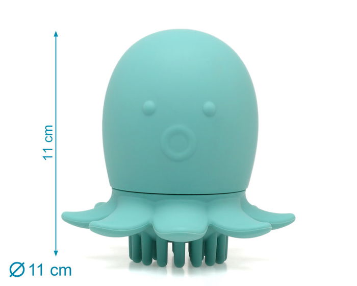 KioKids Cepillo Masajeador De Champú Bebé - Cepillo Masseur Douche en Silicone pour Cuir Chevelu, Massage Relaxant, Sensible, 4+ Mois, Vert