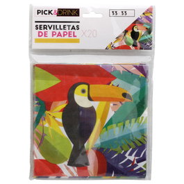 Pick and Drink Lot de 20 serviettes 33x33 cm modèles assortis