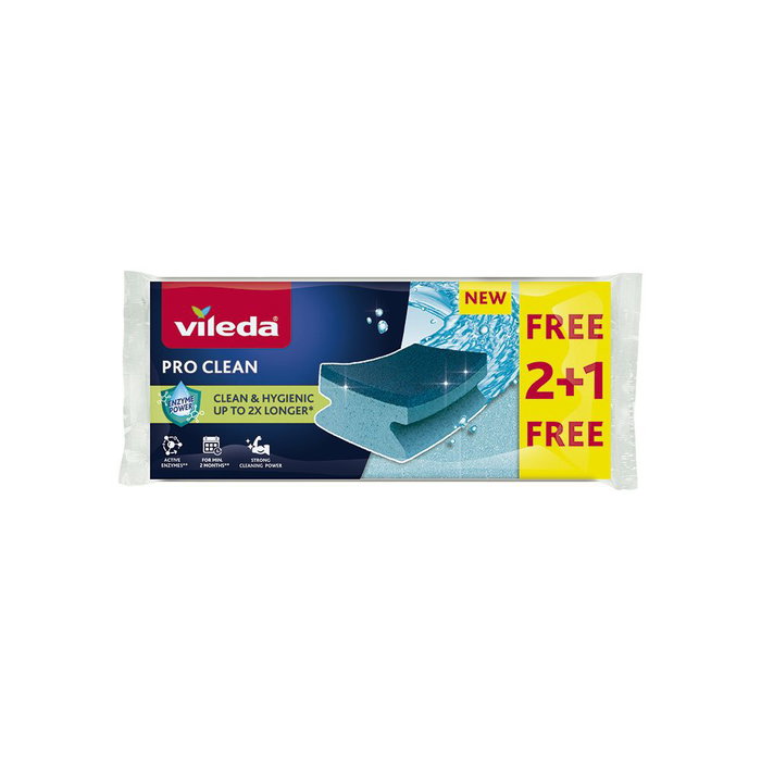 Tampon à récurer Vileda su pro clean 2+1 Bleu Mousse (3 Pièces) (2 Unités) Tampon à récurer Vileda su pro clean 2+1 Bleu Mousse (3 Pièces) (2 Unités)