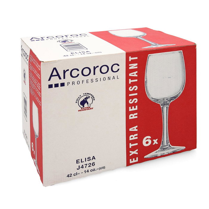 Arcoroc Verre à eau Elisa, lot de 6, 42 cL, Verre Trempé, Transparent, Mate