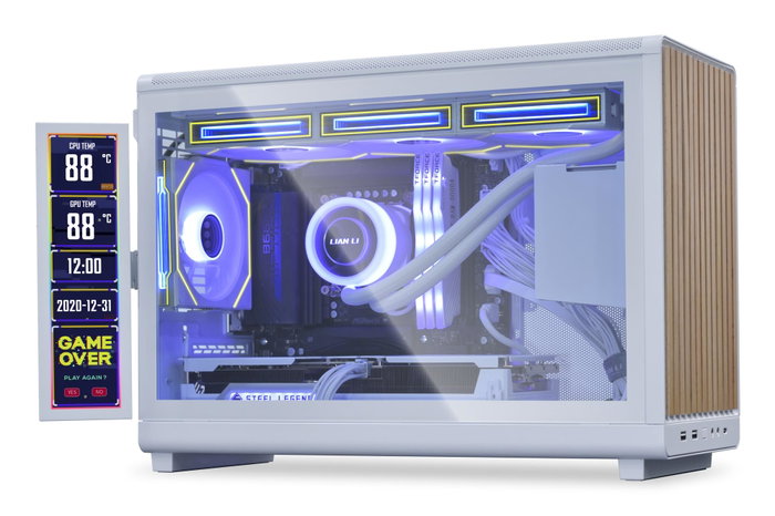 Lian Li Boîtier PC avec écran IPS universel 8,8 pouces SM088W Blanc