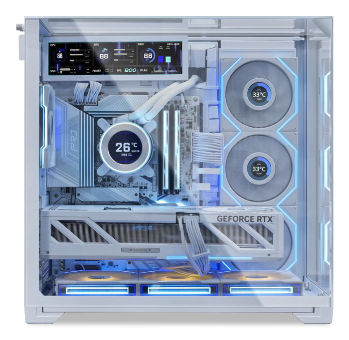 Lian Li Boîtier PC avec écran IPS universel 8,8 pouces SM088W Blanc