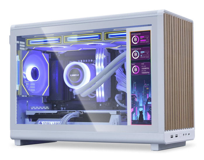 Lian Li Boîtier PC avec écran IPS universel 8,8 pouces SM088W Blanc