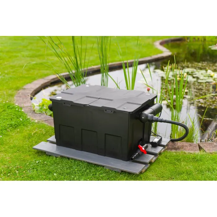 Ubbink SmartClear 12000 BasicSet - Filtre gravitaire pour bassin 12000L (avec poissons) / 24000L, avec stérilisateur UV-C 18W intégré, 2 chambres, 120 litres