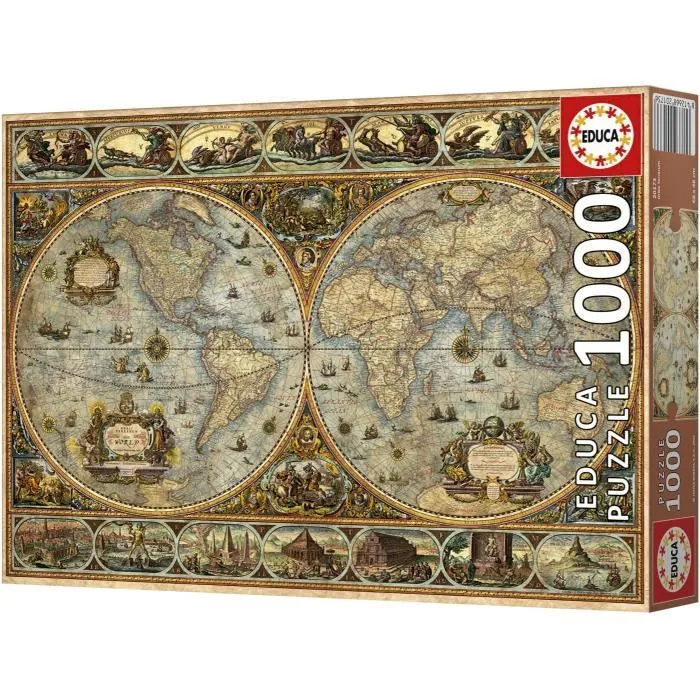 EDUCA Puzzle Orbis Terrarum 1000 Pieces, Voyage et Cartes, 68 x 48 cm, pour Adultes à partir de 12 ans