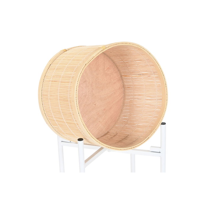 Cache-pot Home ESPRIT Blanc Naturel Métal Bambou 31 x 31 x 103 cm (3 Pièces)