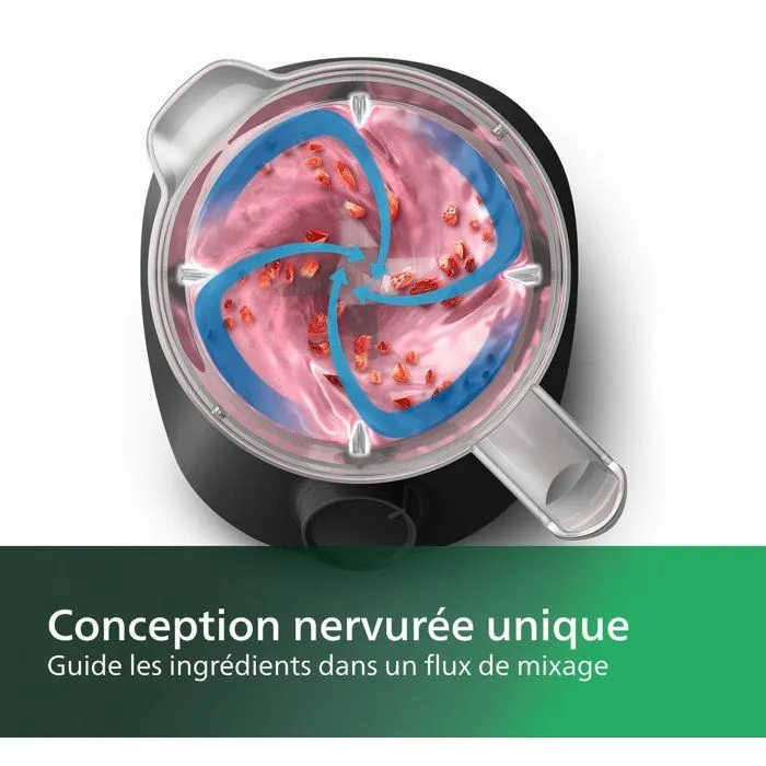 Philips HR2041/41 - Blender mixeur de la série 3000 avec gourde nomade - 450 W - Capacité 1,9 L - Fonction Pulse - Broyage de glace - Noir