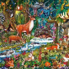Schmidt Spiele - Puzzle Animaux des Forêts d'Europe, 150 Pièces, Dès 7 Ans