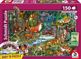 Schmidt Spiele - Puzzle Animaux des Forêts d'Europe, 150 Pièces, Dès 7 Ans