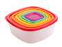 Leknes Lot de 7 Boîtes de Conservation Carrées en Plastique Multicolore 25x10,5x25 cm (Set de 12)