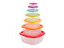 Leknes Lot de 7 Boîtes de Conservation Carrées en Plastique Multicolore 25x10,5x25 cm (Set de 12)