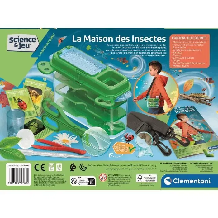 Clementoni - Maison des insectes avec accessoires d'observation (loupe, pince) - Boîte de transport pour enfants dès 7 ans