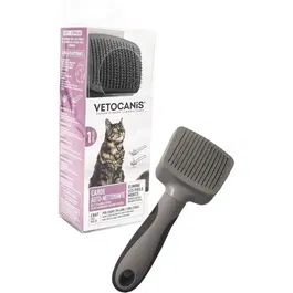 VETOCANIS - Carde auto-nettoyante pour chat à poils longs, Brosse de toilettage rétractable et ergonomique