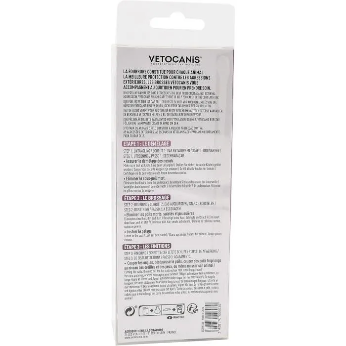 VETOCANIS - Carde auto-nettoyante pour chat à poils longs, Brosse de toilettage rétractable et ergonomique