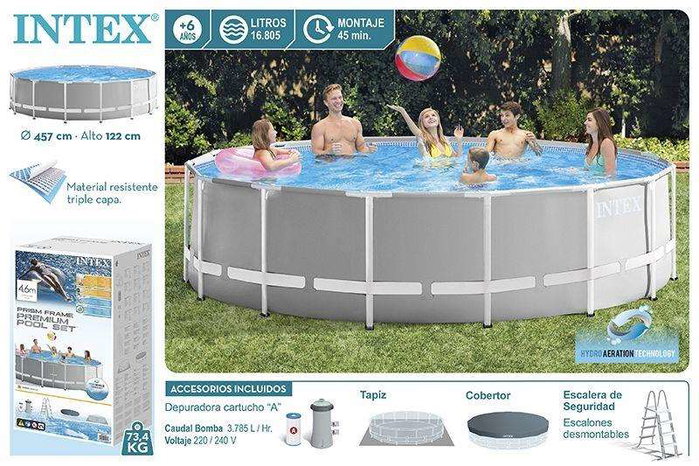 Intex Piscine Prism Frame rectangulaire 457 x 122 cm avec pompe filtre et échelle Intex Piscine Prism Frame rectangulaire 457 x 122 cm avec pompe filtre et échelle