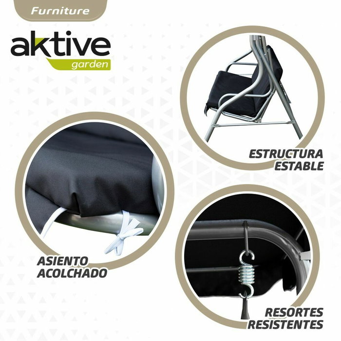 Balancelle Aktive 3 places Noir 180 x 107 x 160 cm Balancelle Aktive 3 places Noir 180 x 107 x 160 cm