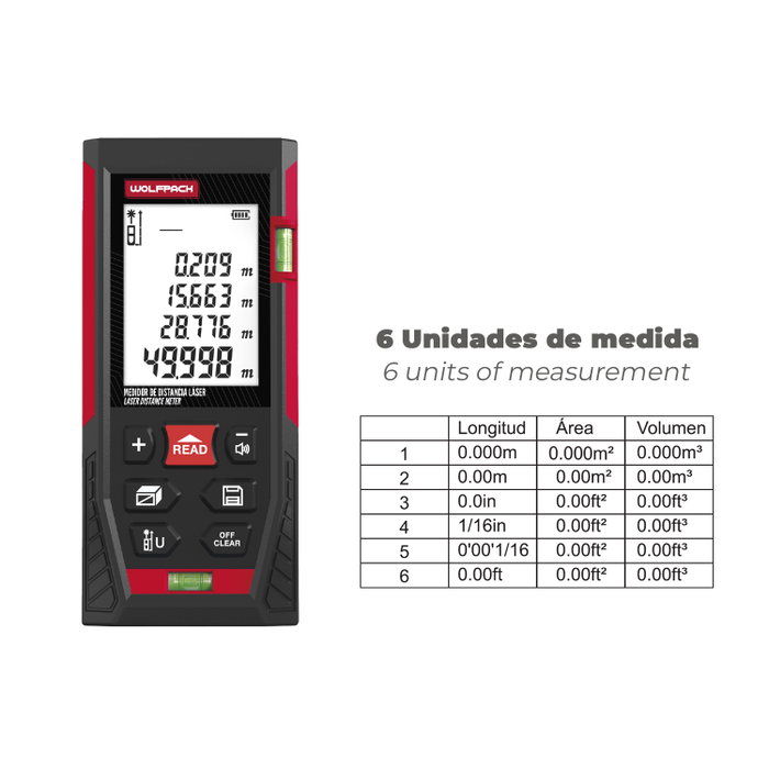 WOLFPACK LINEA PROFESIONAL Télémètre Laser 50m 10 Fonctions WOLFPACK LINEA PROFESIONAL Télémètre Laser 50m 10 Fonctions
