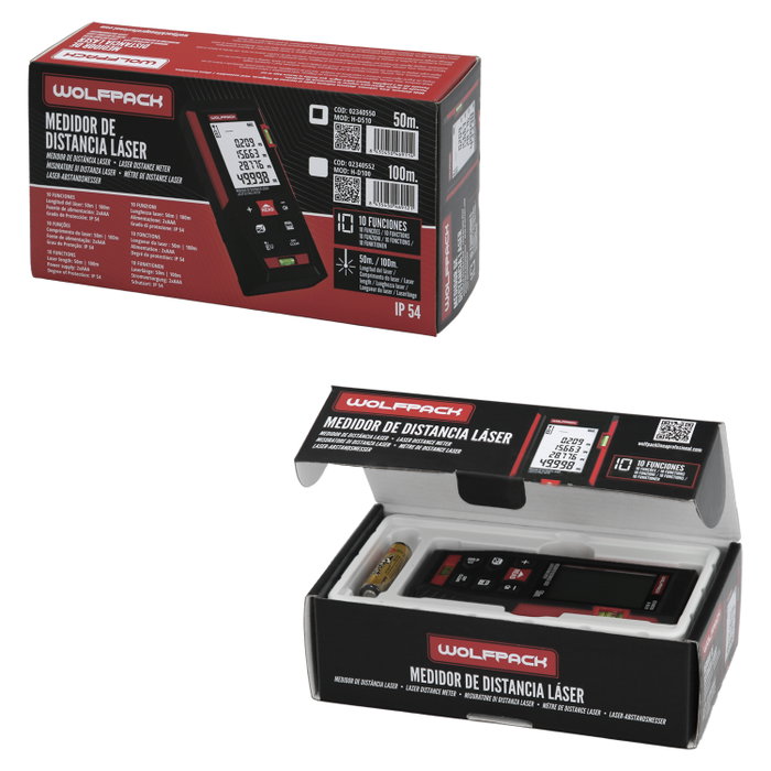 WOLFPACK LINEA PROFESIONAL Télémètre Laser 50m 10 Fonctions WOLFPACK LINEA PROFESIONAL Télémètre Laser 50m 10 Fonctions