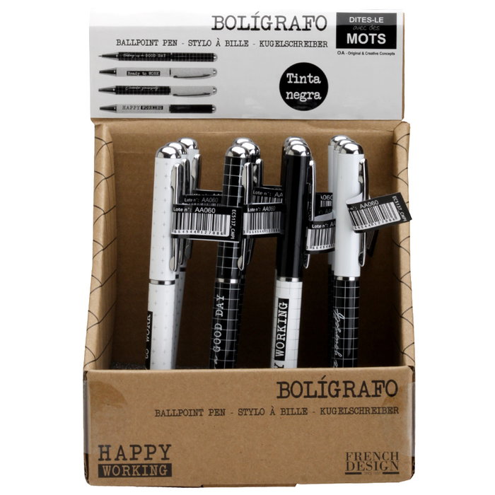 Dites-le avec des Mots Stylo à bille Happy Work, Encre Noire, Assorti