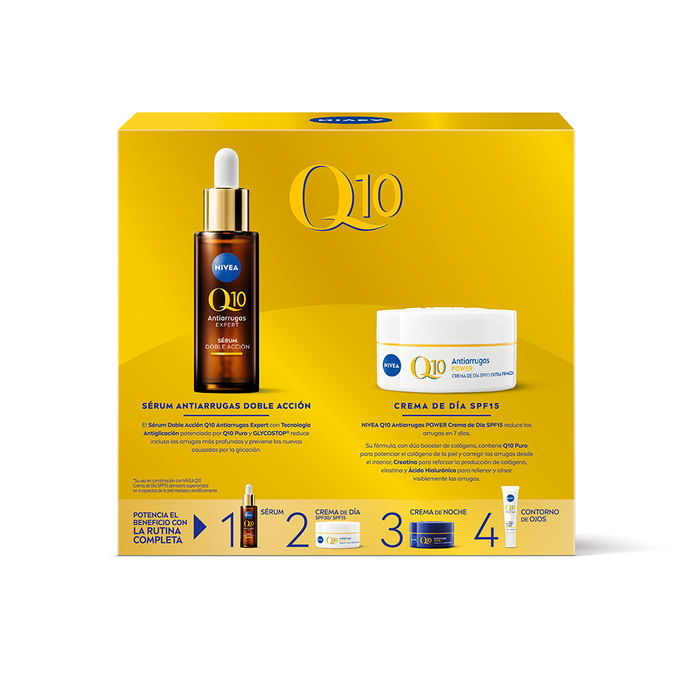 Nivea Crème de jour Q10 Power anti-rides FP15, sérum double action 30 ml, pack de 2