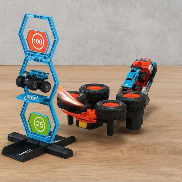 Crazon Monster Truck télécommandé 2 en 1 transformable en lanceur bleu