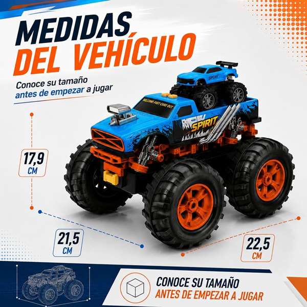 Crazon Monster Truck télécommandé 2 en 1 transformable en lanceur bleu